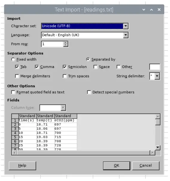 MONK MAKES Air Quallity Kit for Raspberrry PI - spreadsheet