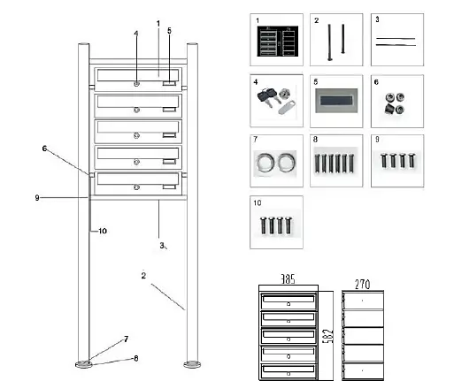 XPOtool-60006-5-Door-Mailbox-System-01