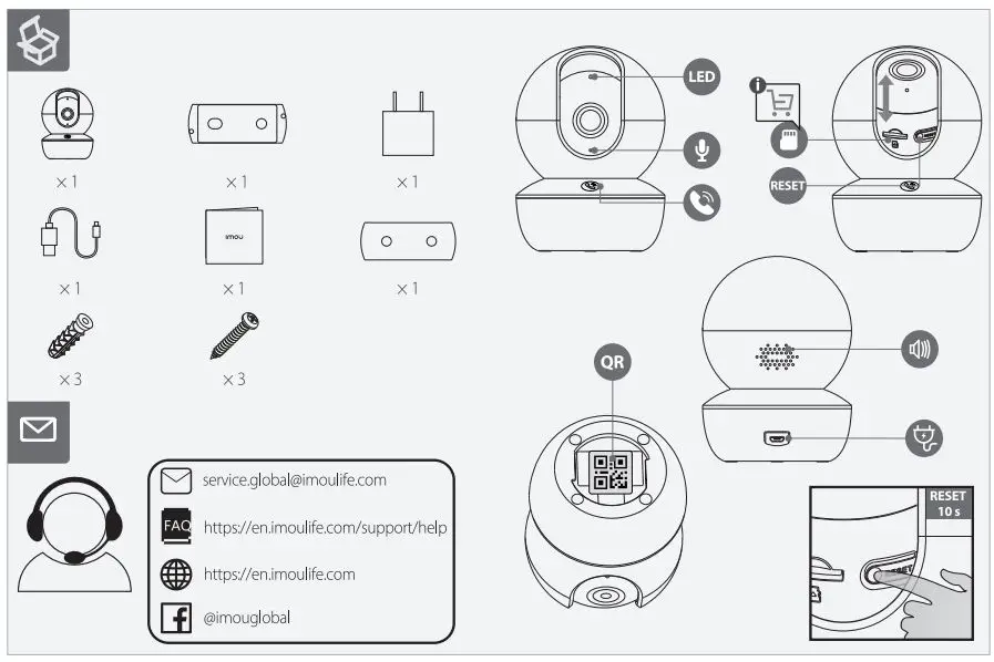 IMOU B09W24KP3V Security Indoor Camera User Guide - What's in the box