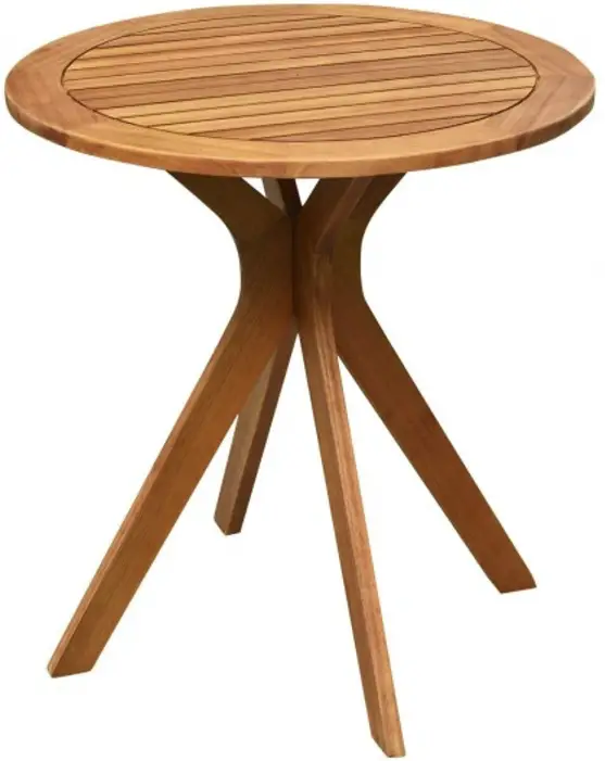 CASAINC HW63883 27 Inch Outdoor Round Solid Wood Coffee Side Bistro Table