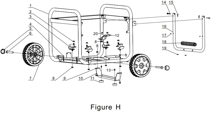 CHAMPION 200929 9500W WIRELESS REMOTE START -FRAME ASSEMBLY PART DIAGRAM