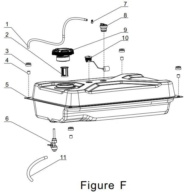 CHAMPION 200929 9500W WIRELESS REMOTE START -FUEL TANK PART DIAGRAM