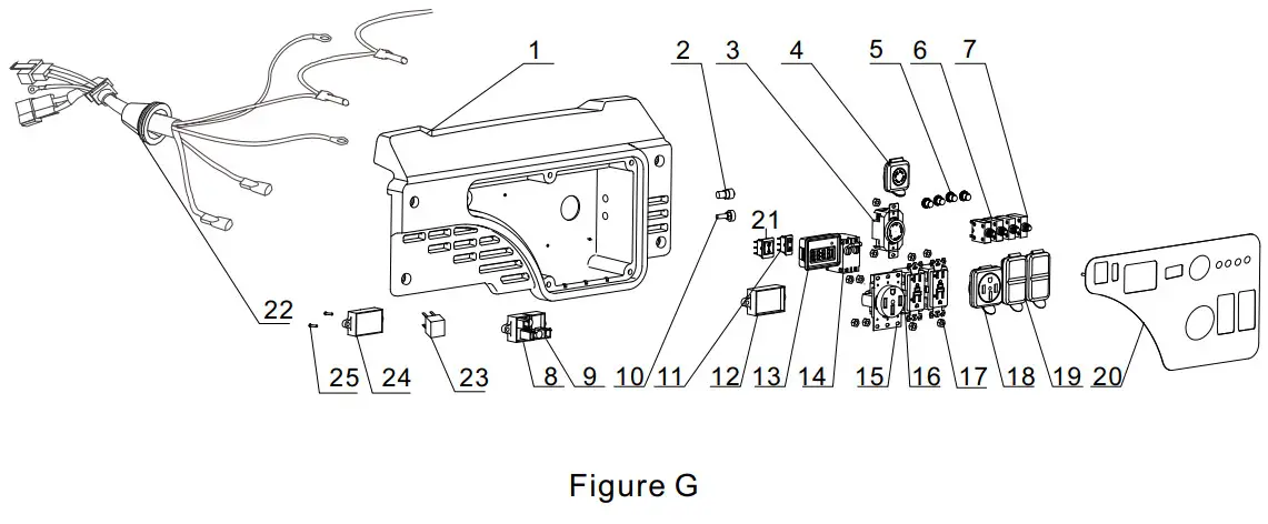 CHAMPION 200929 9500W WIRELESS REMOTE START -OUTLET PANEL PART DIAGRAM