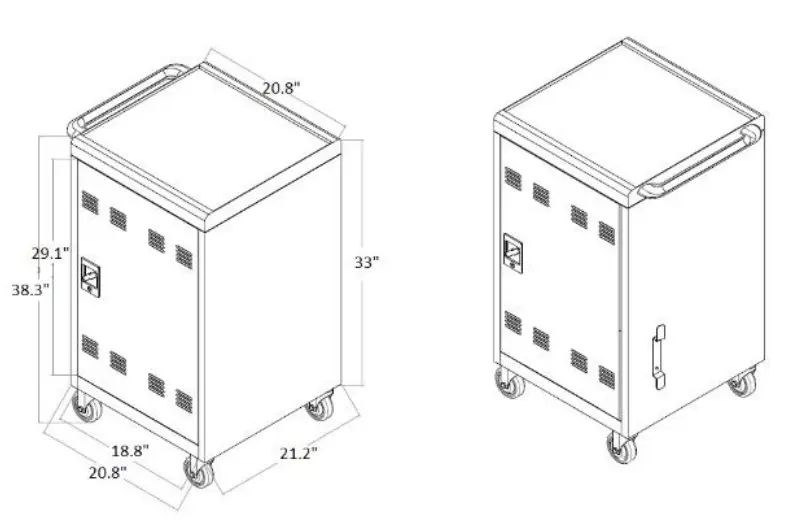 Tidoin ART YDW1 371 3 Tier Steel Portable Charging Cart and Cabinet-