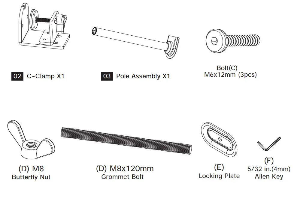 ErGear EGDS3 Monitors Desk Mount -Parts