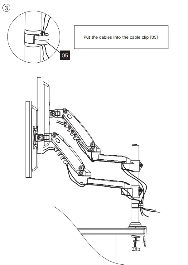 ErGear EGDS3 Monitors Desk Mount - Put the cables