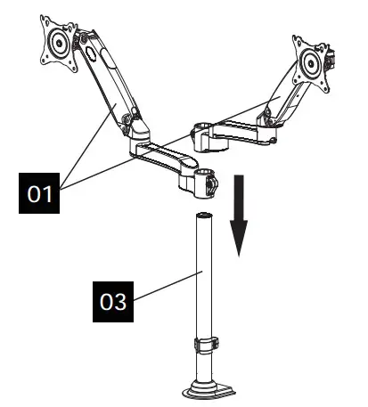 ErGear EGDS3 Monitors Desk Mount - Step 2 Install the Arms 2
