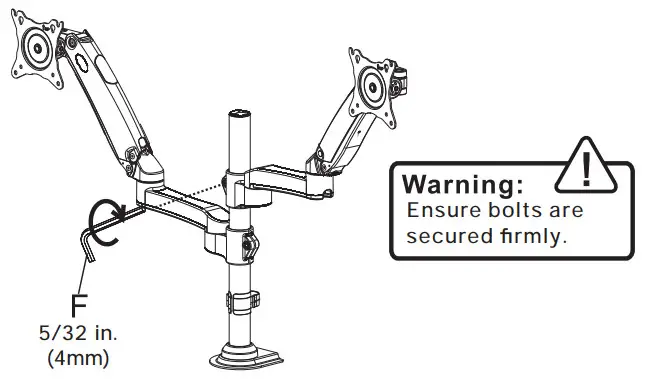 ErGear EGDS3 Monitors Desk Mount - Step 2 Install the Arms 3