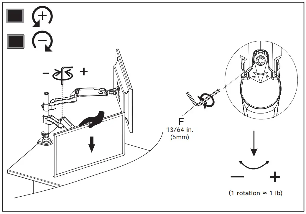 ErGear EGDS3 Monitors Desk Mount - Step 4 Adjust 1