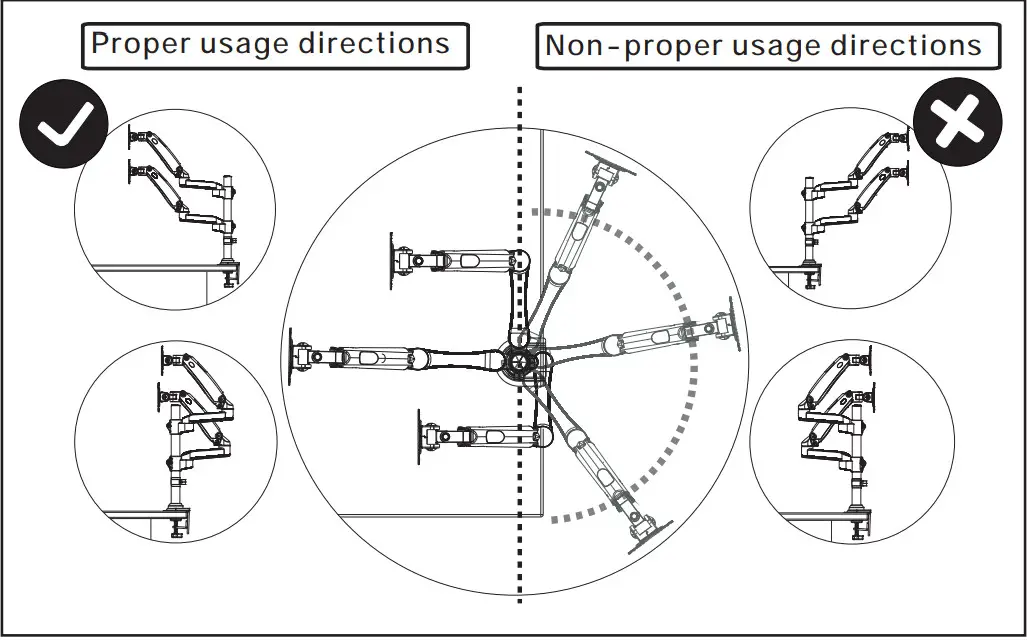 ErGear EGDS3 Monitors Desk Mount - Step 5 Rotation Restriction