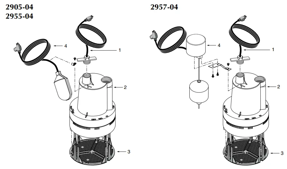 Simer 2905-04 Submersible Sump Pump - mounted on discharge