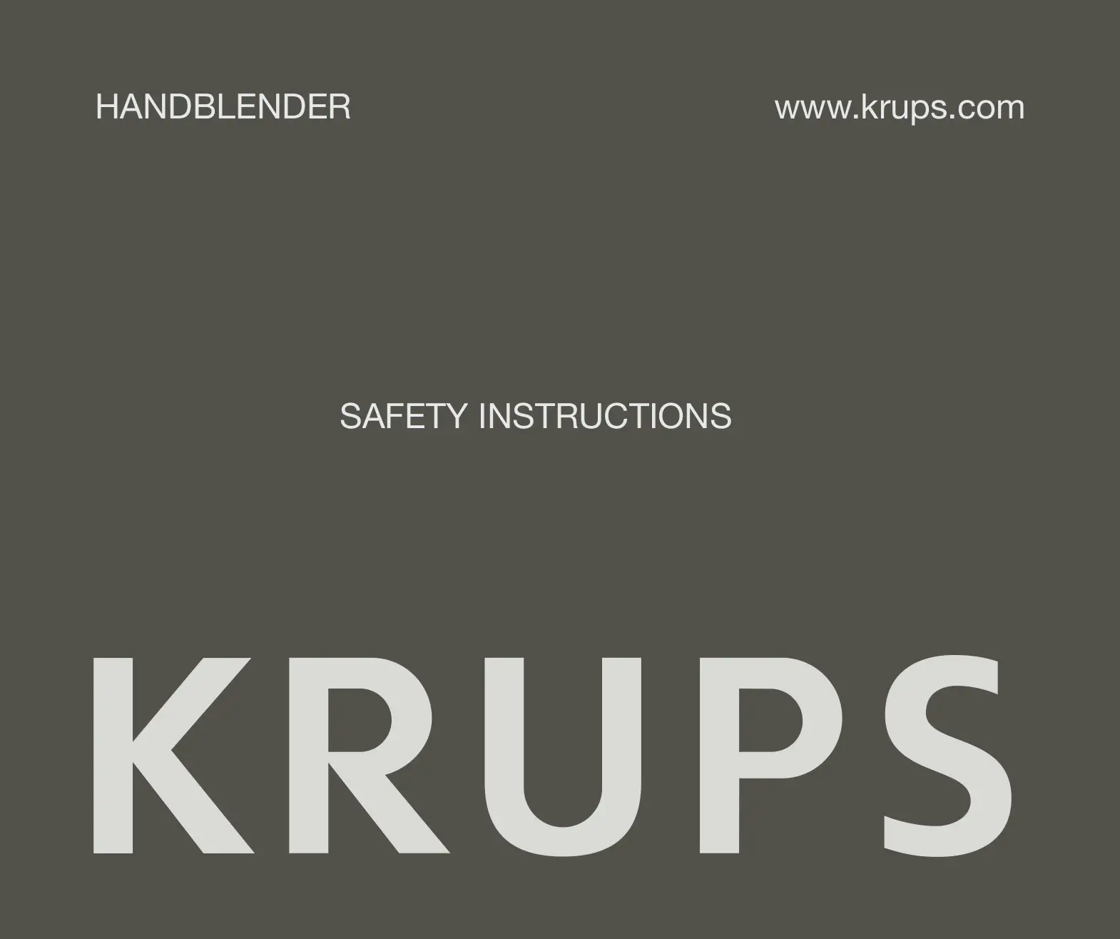 KRUPS HZ507110 Hand-Held Blender Instructions