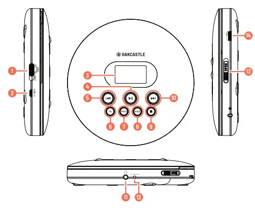 OAKCASTLE CD100 Portable CD Player with Bluetooth - figure 2