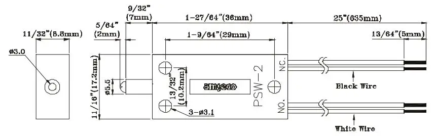 POTTER PSW-22 3 8 inch Plunger Switch with Flange Owner's Manual - PSW-2