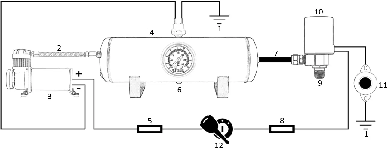 VIXEN VXO8330APRO4124B Full Train Air Horn System Kit A7