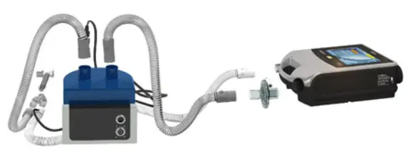 ResMed Astral 150 Life Support Ventilator- Attaching a humidifier