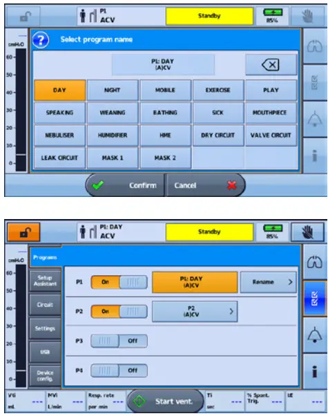 ResMed Astral 150 Life Support Ventilator- additional programs 2
