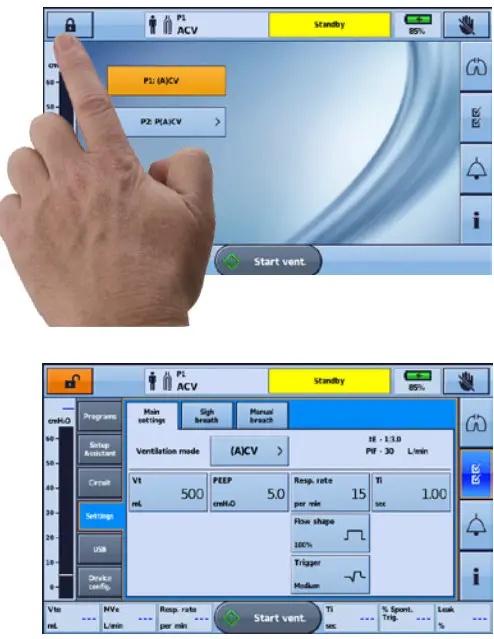 ResMed Astral 150 Life Support Ventilator- Clinical mode