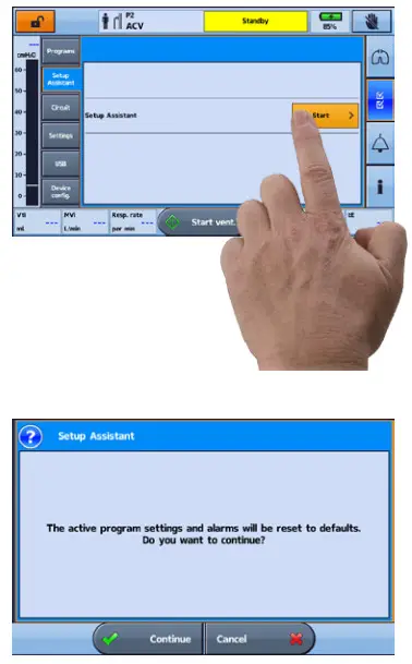 ResMed Astral 150 Life Support Ventilator- Setup Assistant