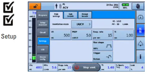 ResMed Astral 150 Life Support Ventilator- Setup