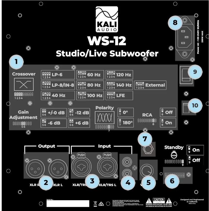 KALI Studio Live Subwoofer - Controls