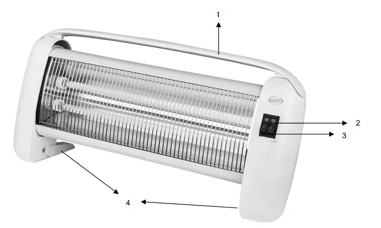 argo BETSY Quartz Heater - DESCRIPTION OF PARTS