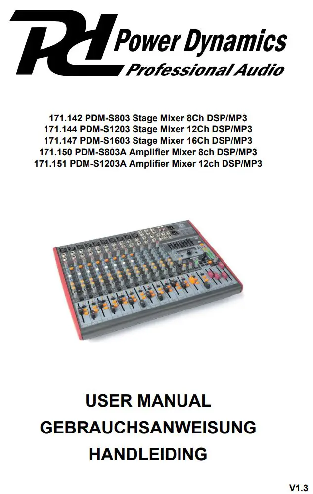 Power Dynamic 171.142 PDM-S803 Stage Mixer User Manual