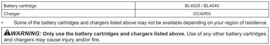 FIG 2 Applicable battery cartridge and charger.JPG