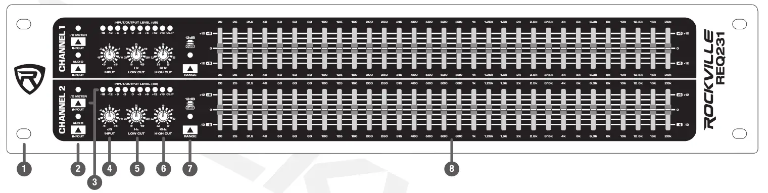 ROCKVILLE Dual Channel 62 Bank Rack Mountable EQ - Function