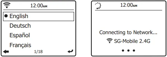 SANGEAN Powering on and connecting the radio A
