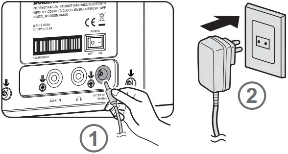 SANGEAN Powering on and connecting the radio