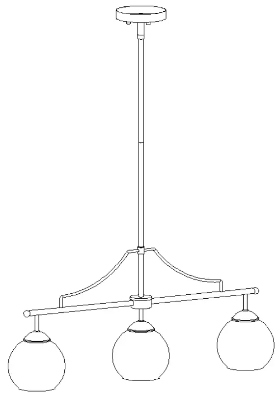 ZEVNI Z T7E3UVZJ 4698 3 Light Light Gold Island Hanging Chandelier Modern Linear Silvered Glass Pendant Light