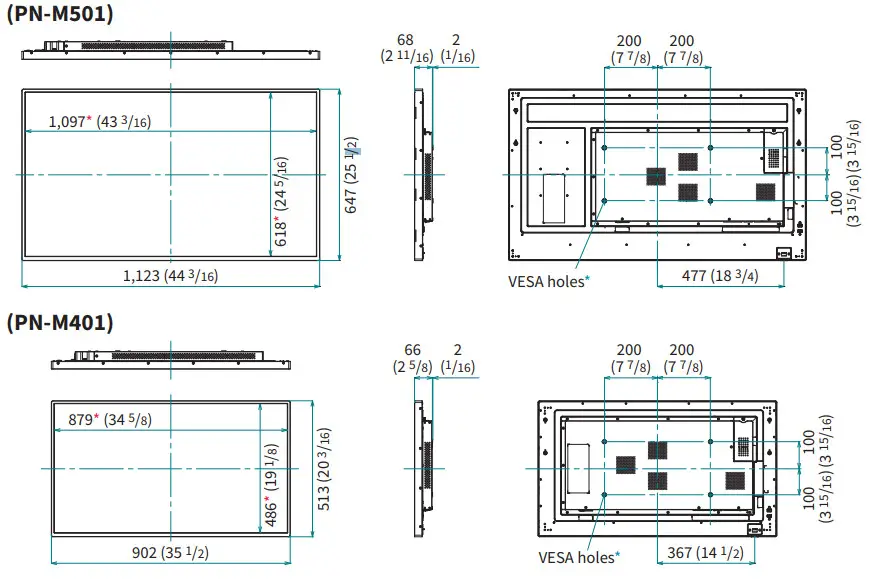 SHARP 14-7 Professional LCD Monitor - Dimensions