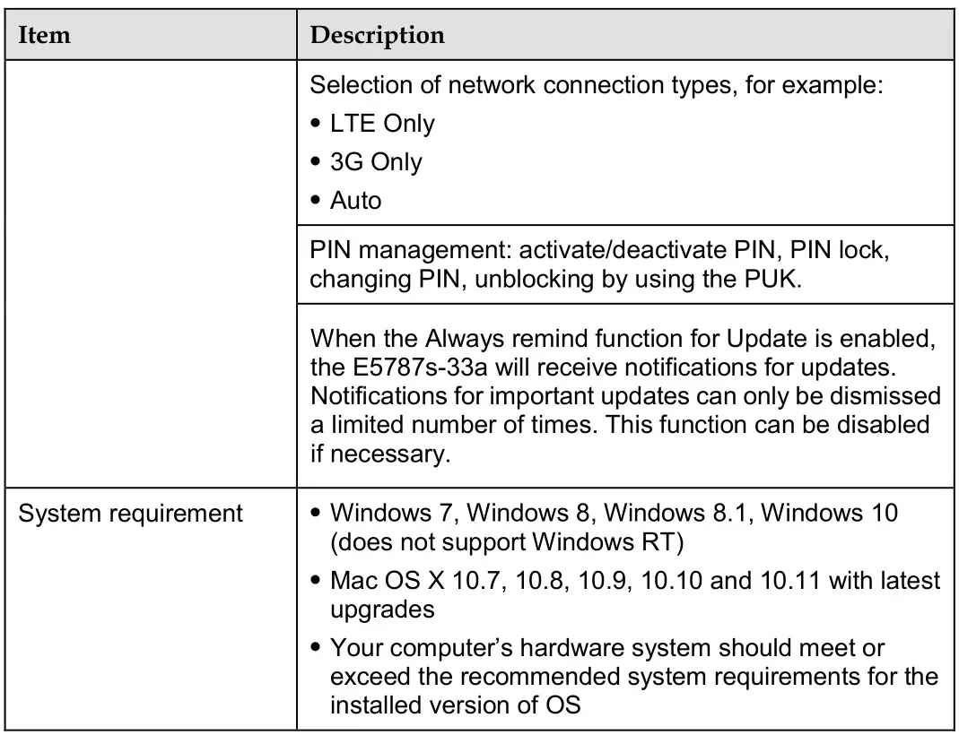 HUAWEI Mobile WiFi V200R001 - software specifications 2