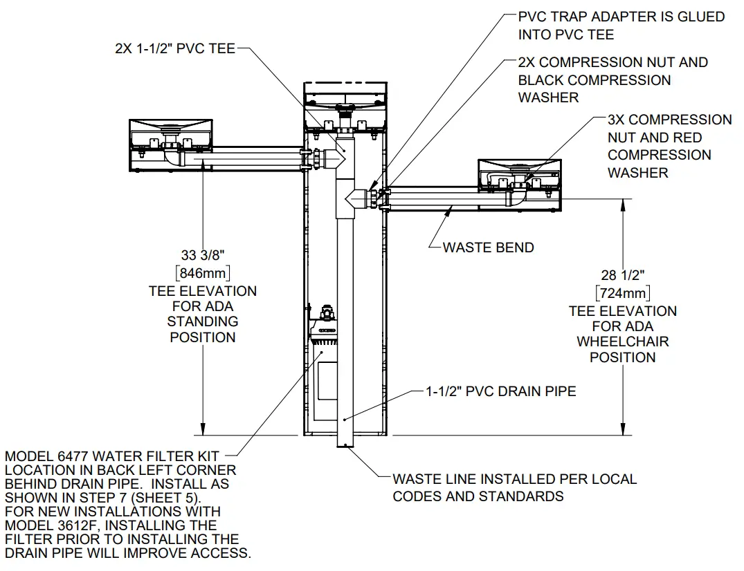 Haws 3612F Outdoor Bottle Filler Dual Drinking Fountain Instruction - fig 5