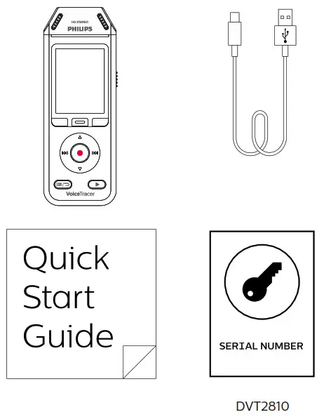 PHILIPS DVT2110, DVT2810 Voice Tracer - What's in the box