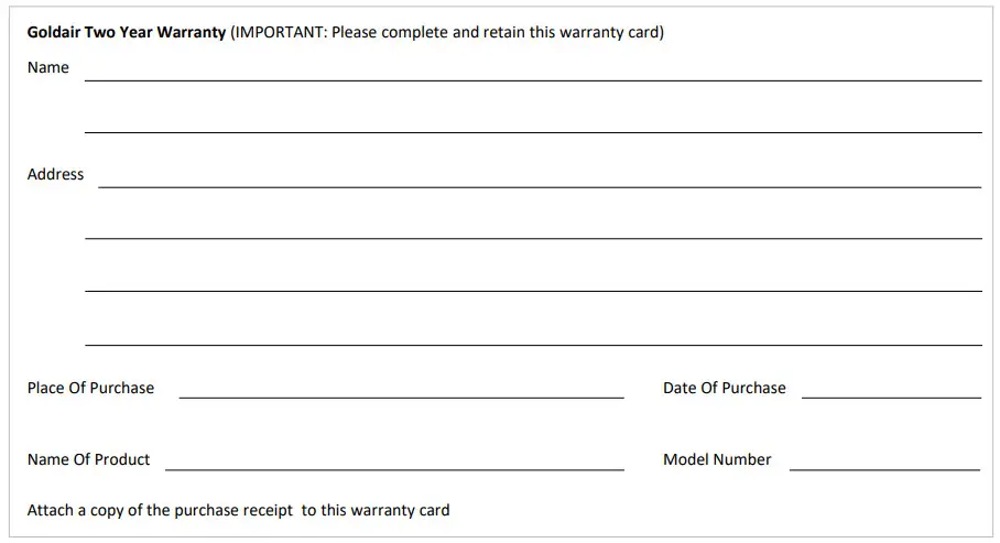 Goldair GPPF220 45cm Pedestal Fan with WiFi - warranty