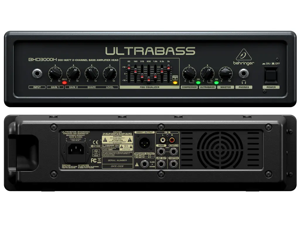 Behringer Ultrabass Bxd3000h 300w 2-channel Bass Amplifier Head User Guide