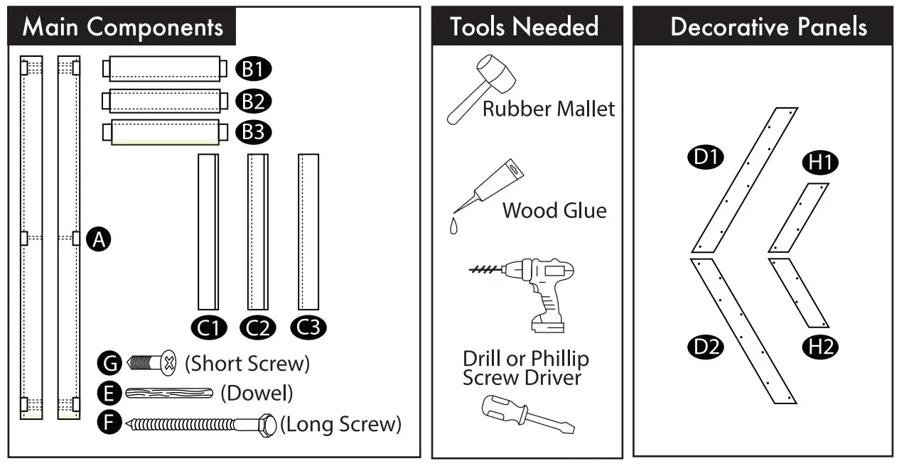 HOMACER 49861019 5 In1 Pine Wood Barn Door Frame - fig1
