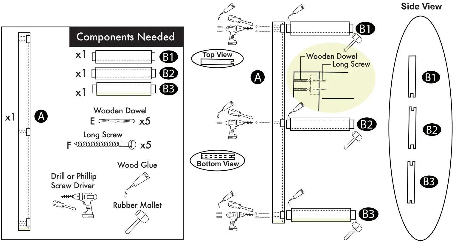 HOMACER 49861019 5 In1 Pine Wood Barn Door Frame - fig2