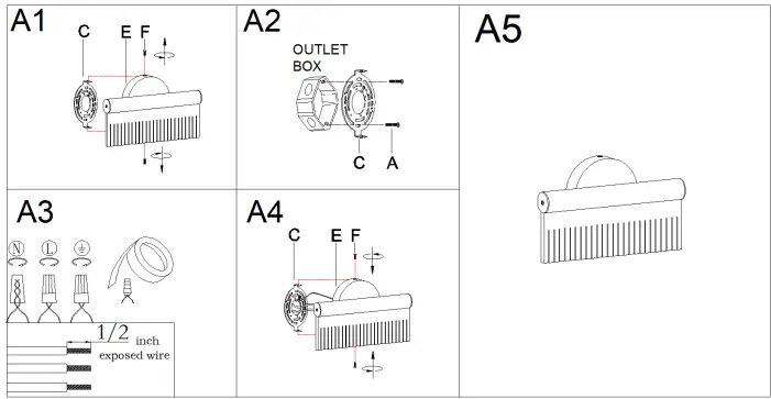 ZEVNI-A04658-Upend-10-2-Inch-1-Light-Matte-Gold-LED-Modern-Contemporary-Vanity-Light-FIG-4