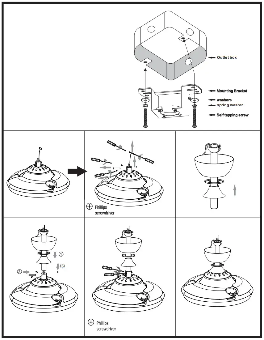 Parrot Uncle F3525110V 36 Inch Industrial Ceiling Fan with Lighting and Remote - fig2