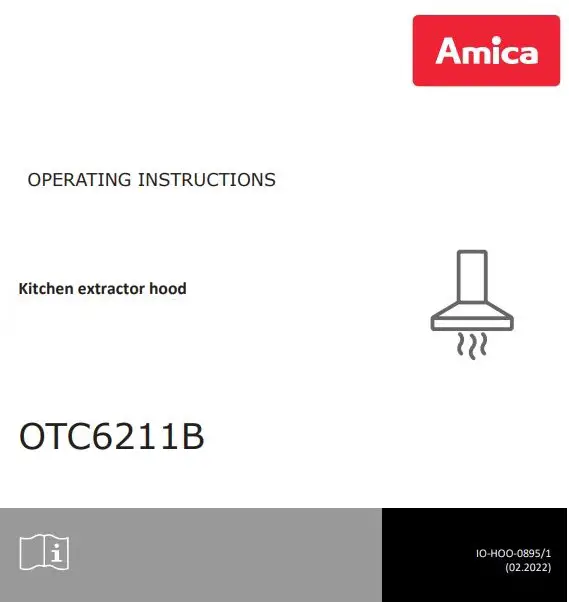 Amica OTC6211B Kitchen Extractor Hood Instruction Manual