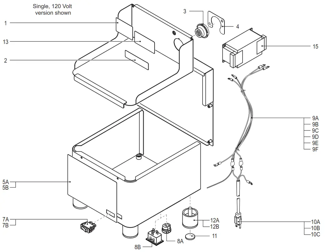 Curtis GEM5XSIFT GEMX IntelliFresh Satellite Stand - PARTS LIST