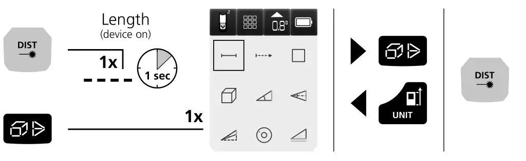 Laserliner F080.838A Laser Range Master Gi5 - To select functions