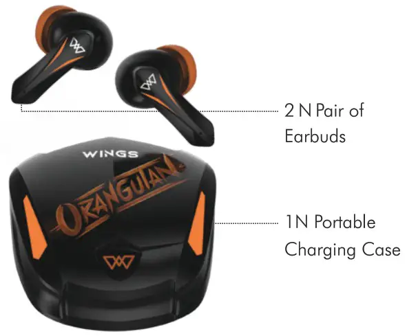 WINGS Phantom 550 Wireless Earbuds - box