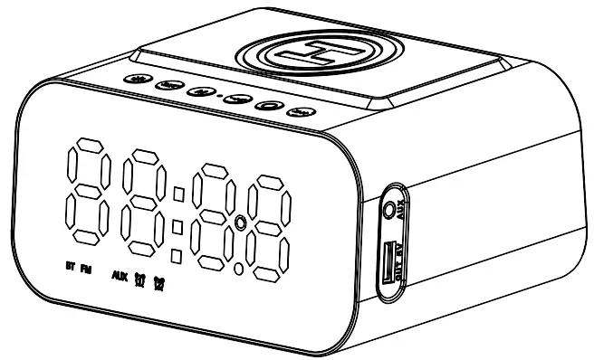 Lotuze BT510 Digital Alarm Clock with Wireless Charging and USB Charger-