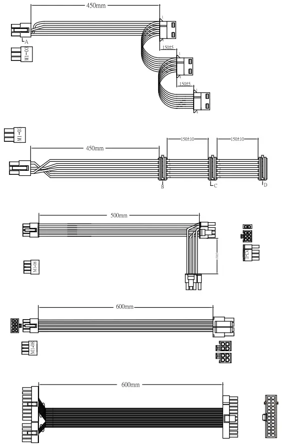 AZZA PSAZ-750G 80+ Gold 750 Watt - cables