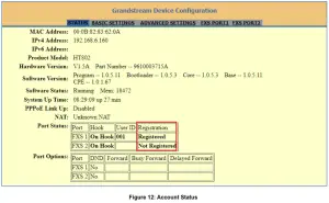 GRANDSTREAM HT801 HT802 Analog Telephone Adaptors - Account Status