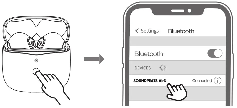 SOUNDPEATS C102 Air3 Wireless Earbuds - pairing